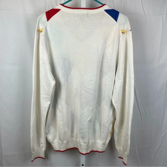 Mens Brooks Brothers White Multicolor Argyle Supima Cotton Sweater Large - Picture 4 of 5